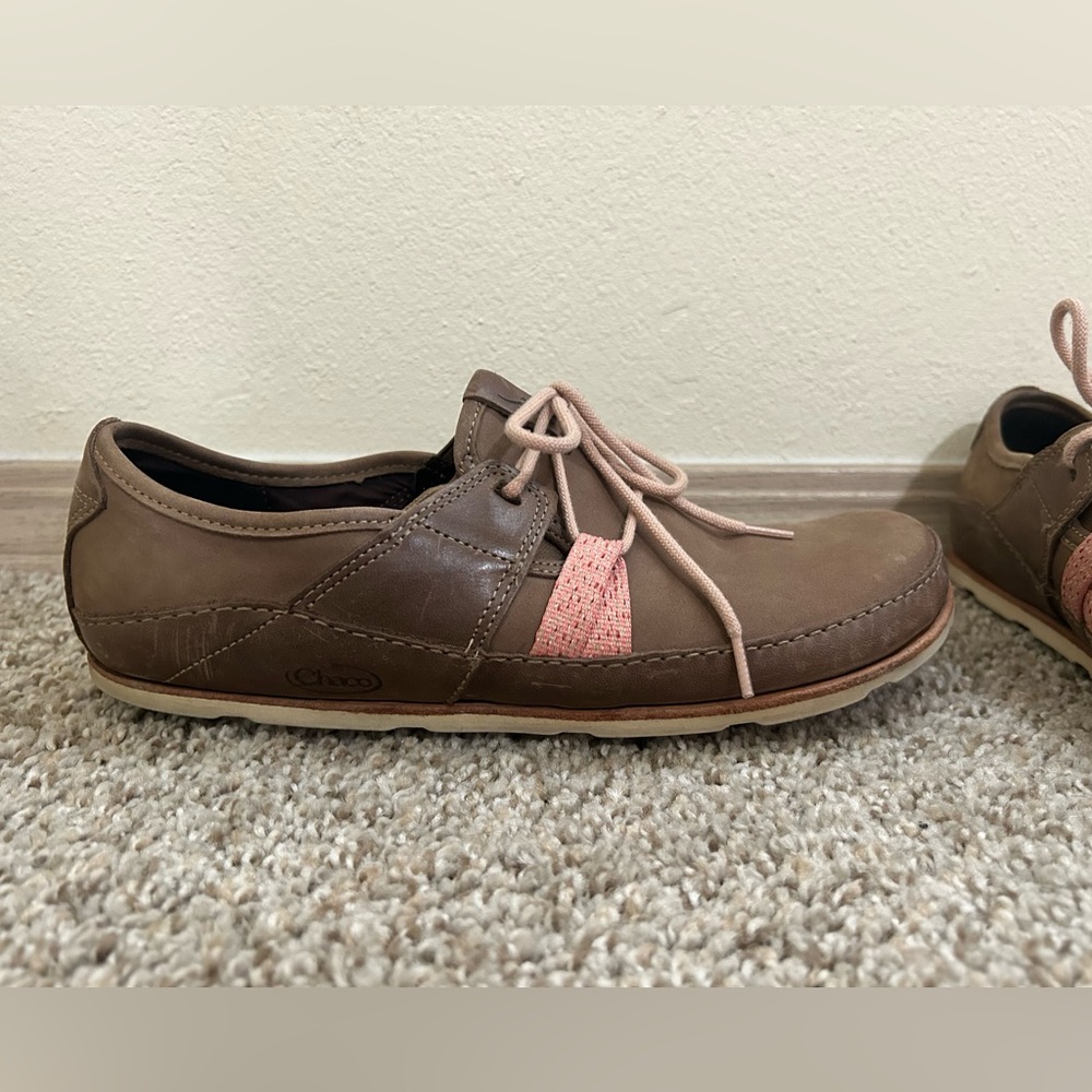 Chaco Women's Harper Casual Lace Shoes Soft Nubuck Caribou Leather Size 10 Brown - Picture 2 of 13